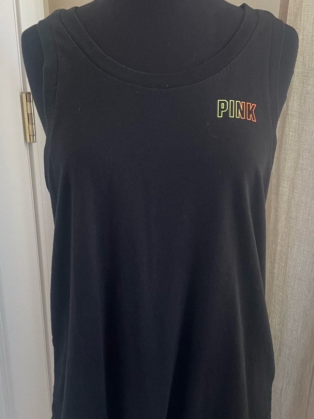 PINK Victoria's Secret Black Tank Top with Neon PINK Logo